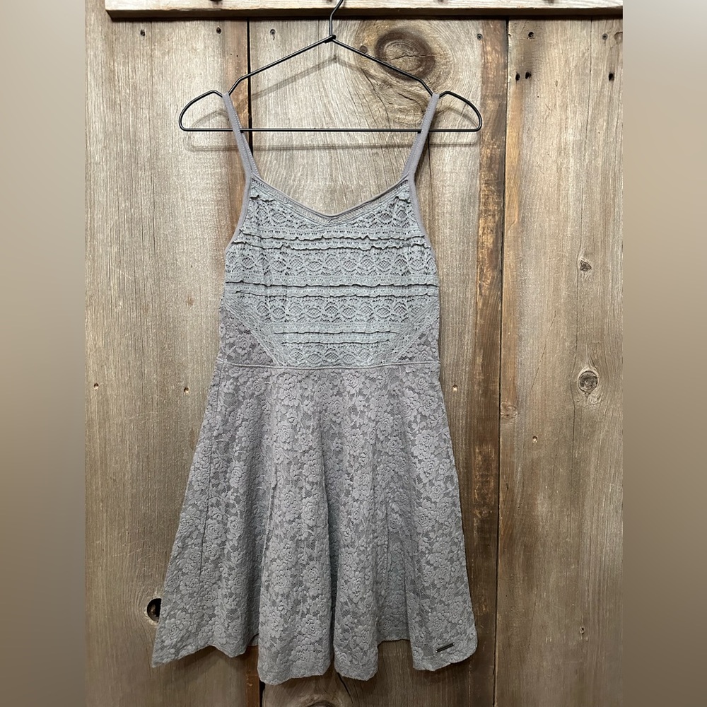 Abercrombie & Fitch Lace Cami Tank Skater Mini Dress in Gray Size Small